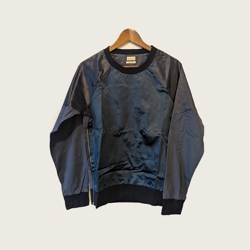 PAUL SMITH - Satin zipped crewneck sweater - Sz S